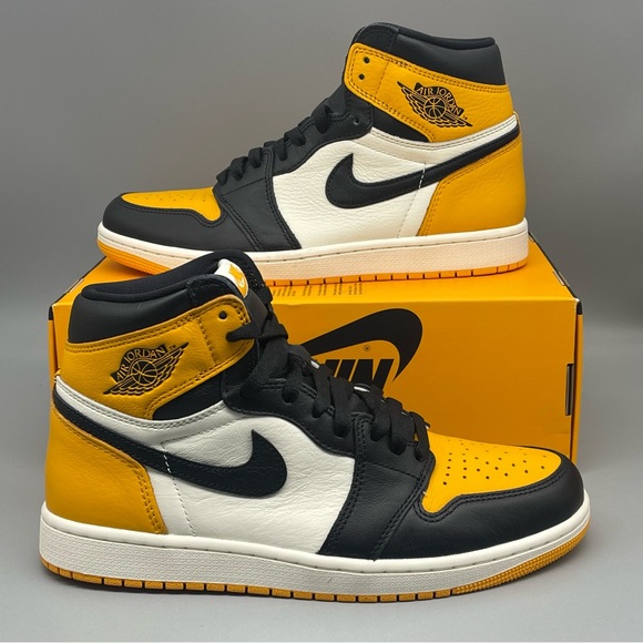 Nike Air Jordan 1 Retro High OG Taxi Yellow Toe Size 9.5 Men’s - Picture 2 of 11